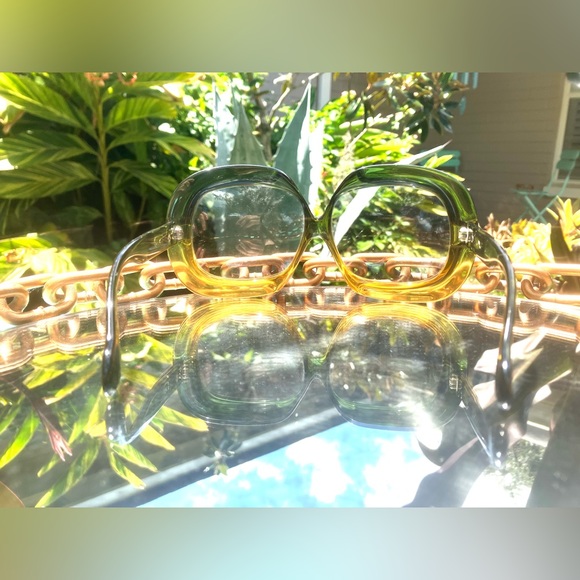 VNTG CHRISTIAN DIOR Rare Oversized Optyl Ombre Green Yellow Oversized Sunglasses - Picture 4 of 5
